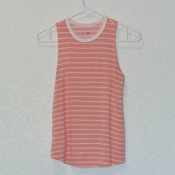 Womens SO Peach Striped Tank Top Size XS (63% rayon/37% polyester) - Picture 1 of 3